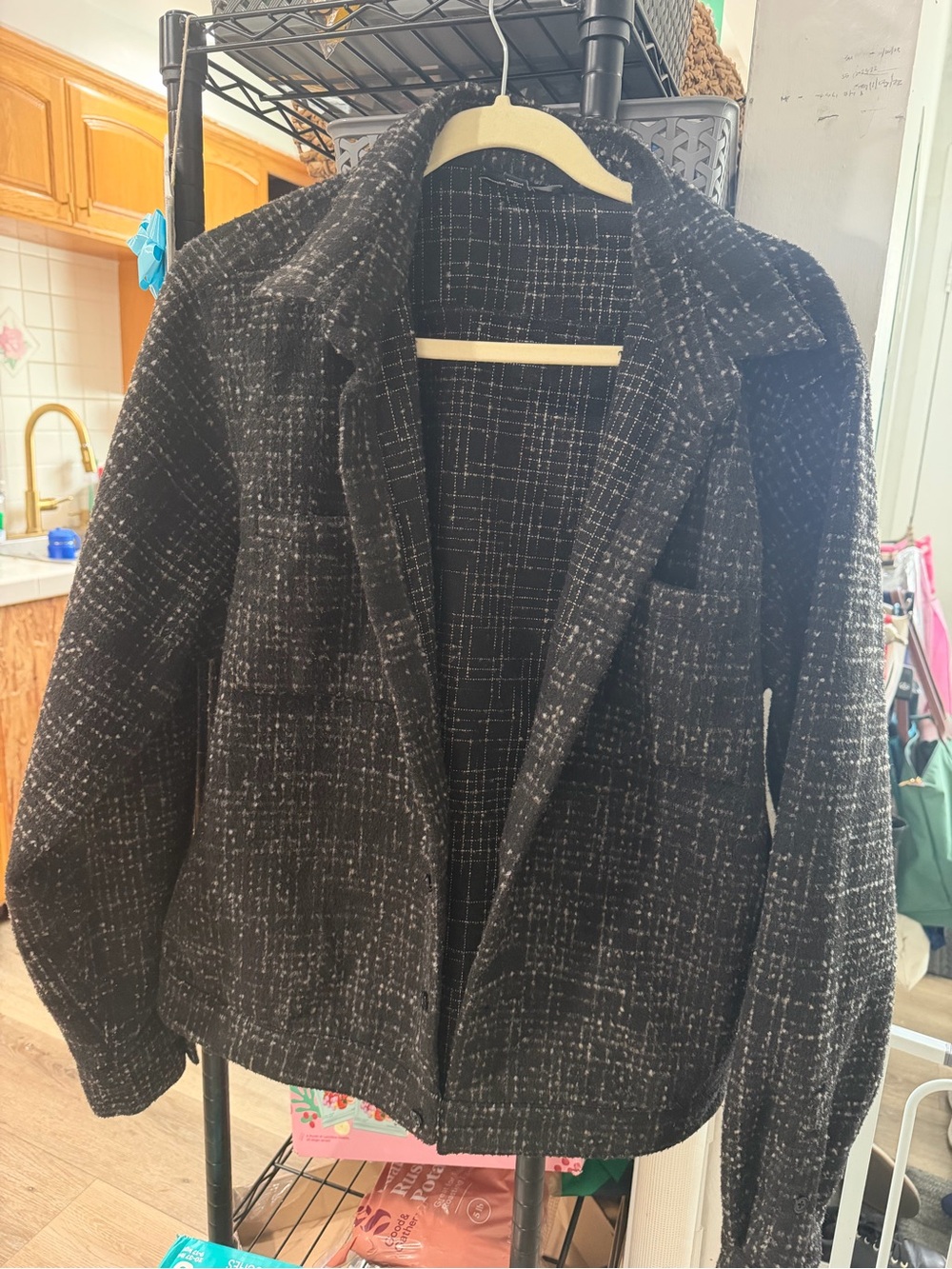 True Religion Black & White Tweed Blazer Jacket